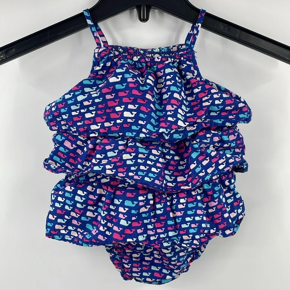 Vineyard Vines for Target whale print Ruffle Bubble Romper Size 0 - 3 M
